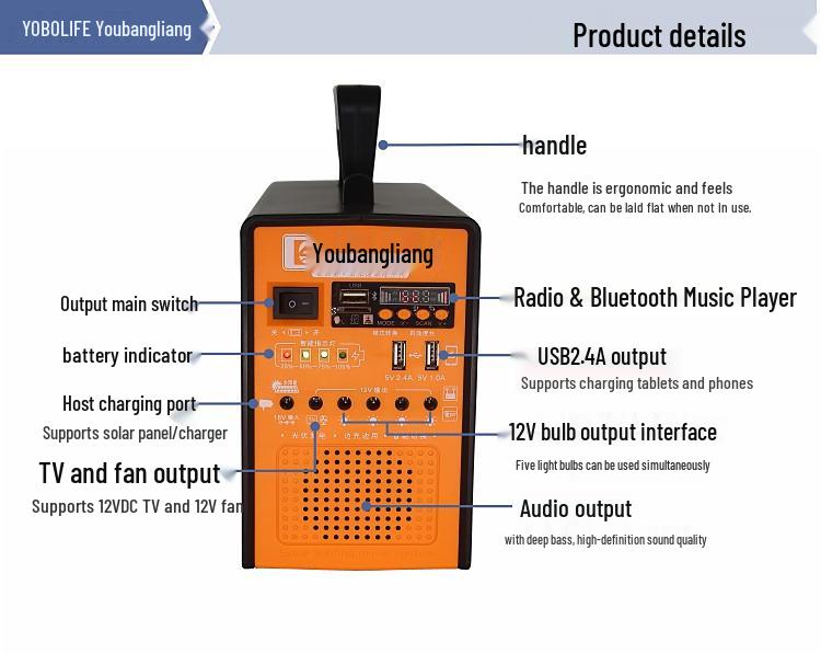 Solar Light Home System: Portable Power, Bluetooth Music, Multifunctional Lighting