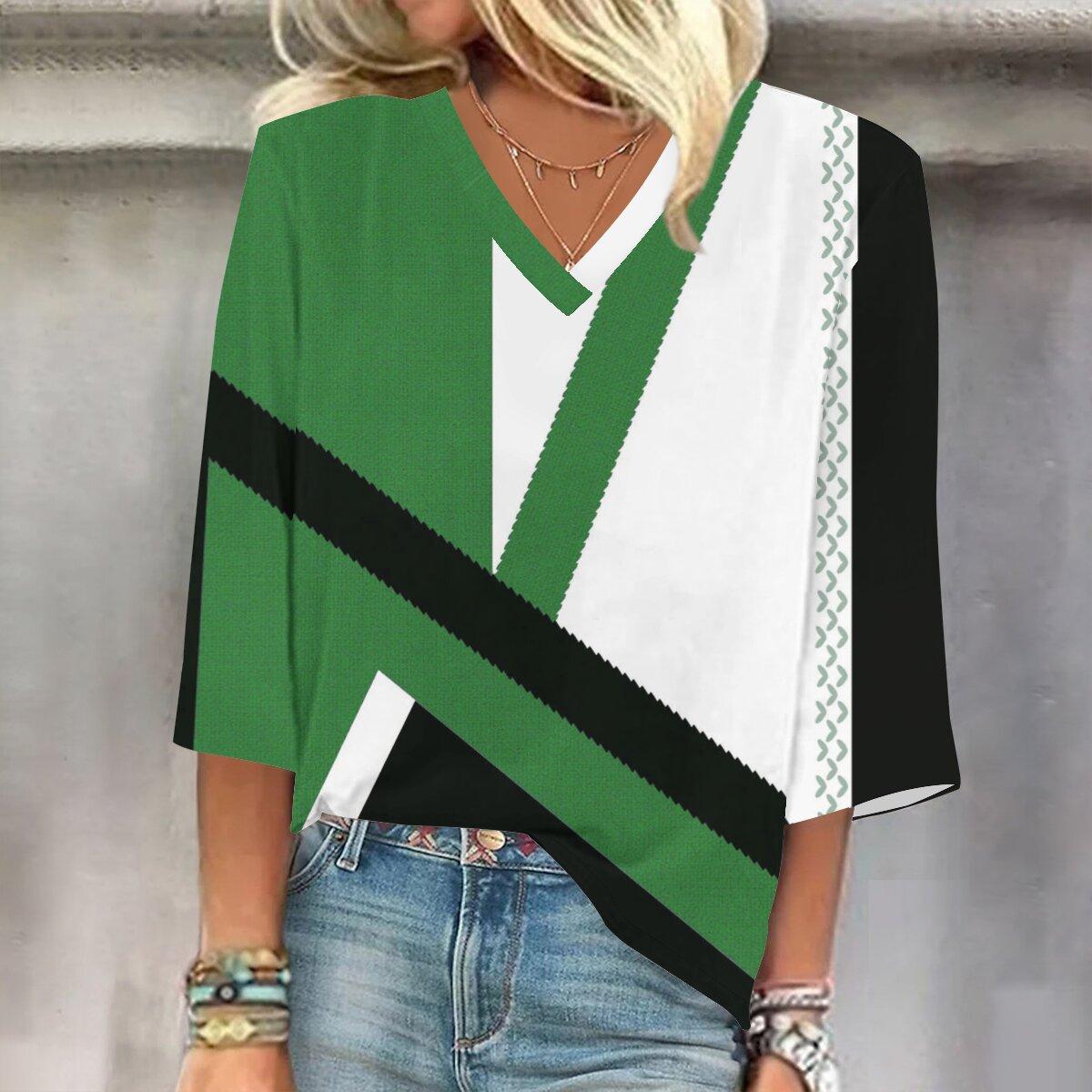 

2023 Весенне-осенний новый модный топ с рукавом 3/4 и принтом