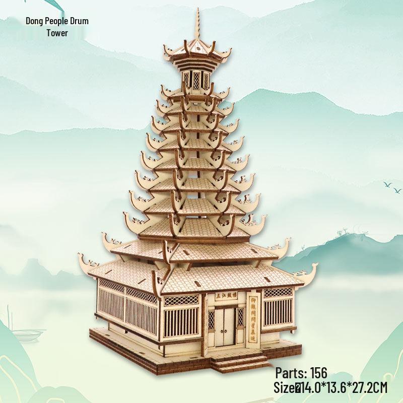 

Деревянная 3D-головоломка: Модель древней архитектуры для детского образовательного набора для самостоятельной сборки