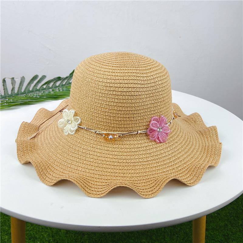 Straw hat wavy beach hat women's sun protection seaside big eaves hat sun hat spring and summer versatile sun hat wreath hat
