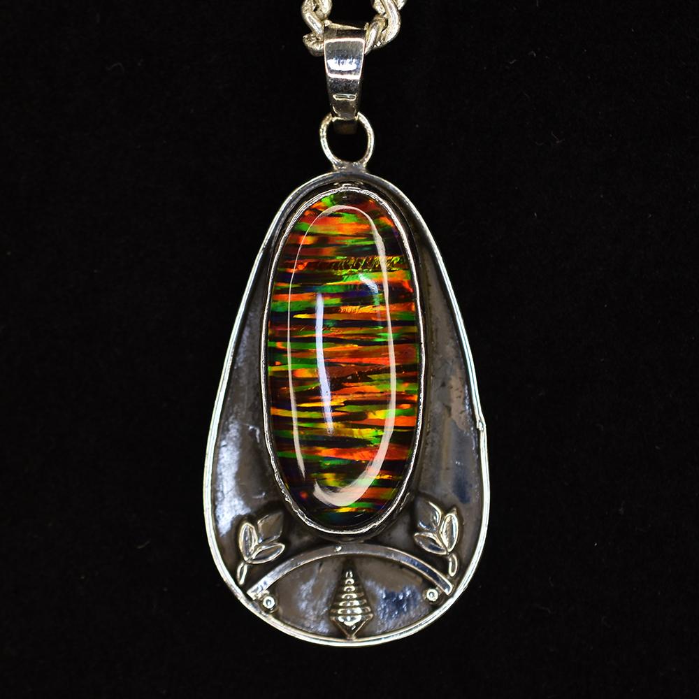 Natural Opal Pendant 925 Sterling Silver 46 ct Gemstone Oval October Birthstone for Gem Collections