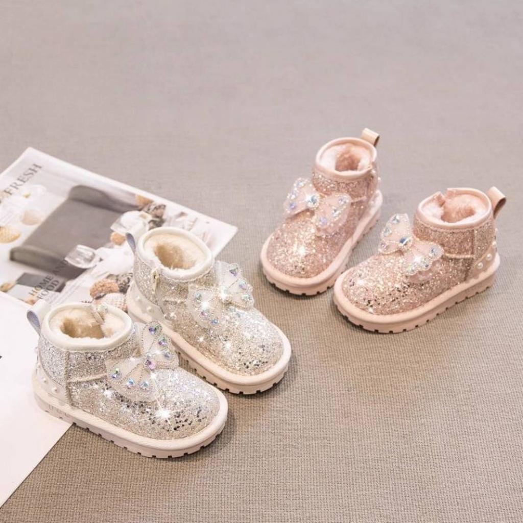 Girls' Snow Boots, Plush, Children's Cotton Shoes, Thick Shoes, Warm Shoes, Non Slip Shoes