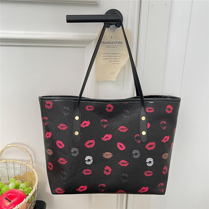 

New Large Capacity Top Handle Bag Comfortable and Versatile Texture Simple Shoulder Bag Floral Print Tote for Daily Commute Bag чёрный