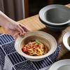 Handmade Retro Japanese Ceramic Ribbed Bowl: Perfect for Pasta, Salad, or Soup