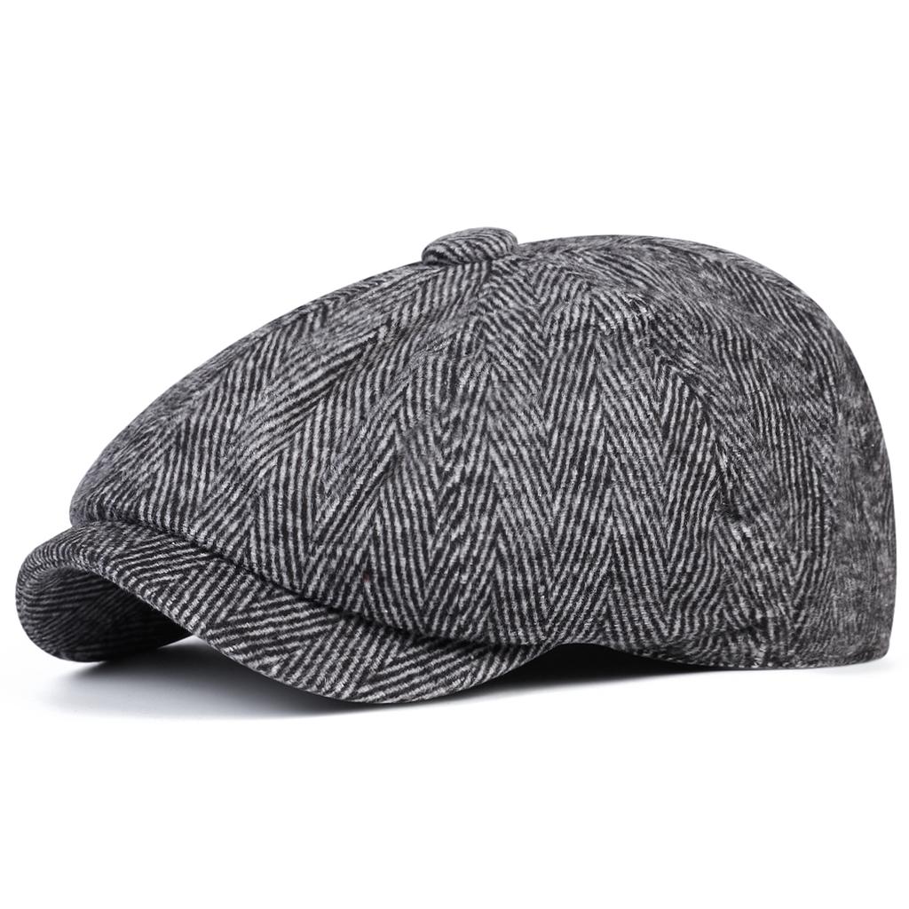 1Piece Men Texture Newsboy Hat Octagonal Hat Outdoor Warmth Sunscreen Casual Hat Suitable for Autumn Winter Travel