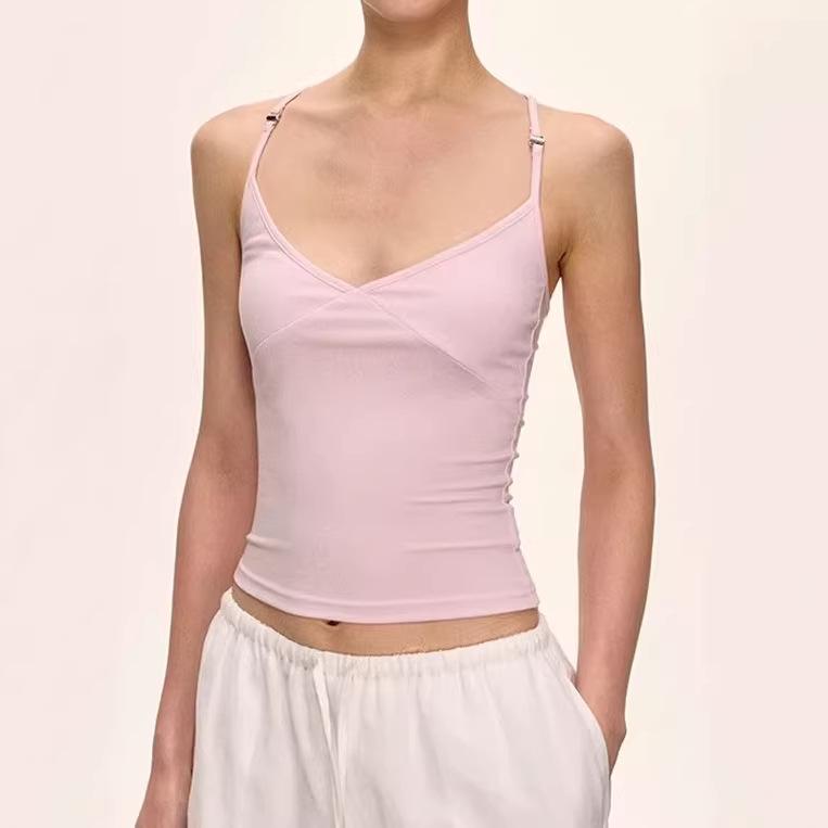 Spicy Girl V-Neck Slim Fit Waist-Cinching Camisole - Adjustable Tank Top Base Layer Medium розовый
