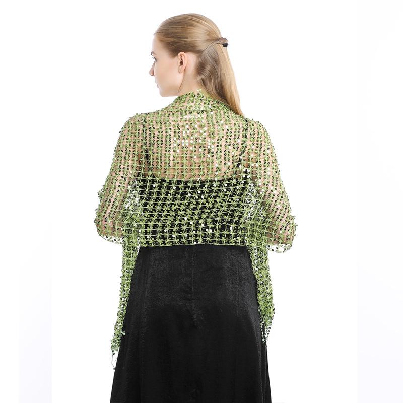 Sequin Tassel Shawl Dress: European & American Style Evening Party Cheongsam with Embroidered Shawl Scarf for Women