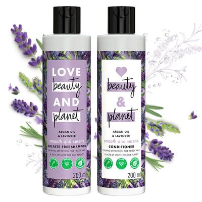 Love Beauty And Planet Natural Argan Oil and Lavender Anti-Frizz, Smoothening Shampoo & Conditioner Combo (200ml + 200ml)