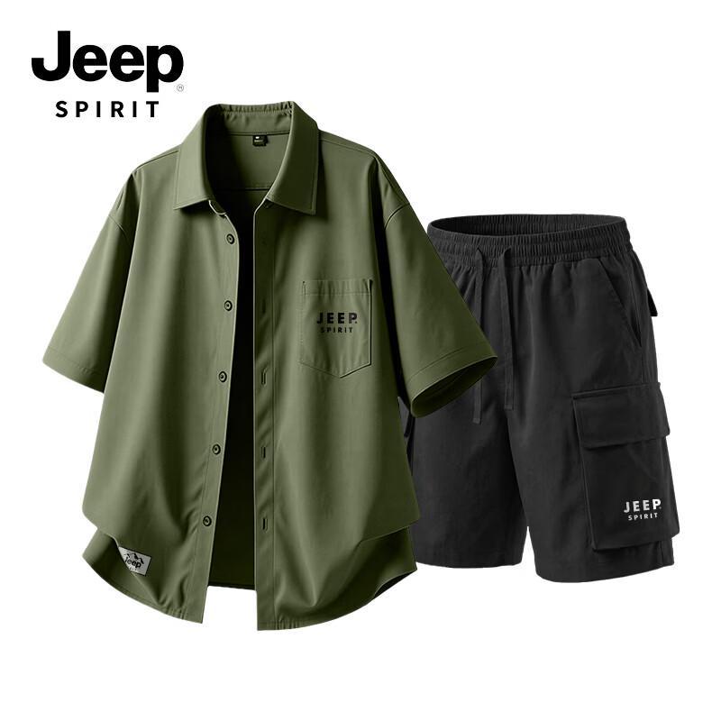JEEP SPIRIT Men s Cool & Breathable Summer Two-Piece Set M