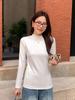 Women’s Slim Fit Brushed Fleece Lined Stand Collar T-Shirt with Long Sleeves for Spring, Autumn, and Winter.