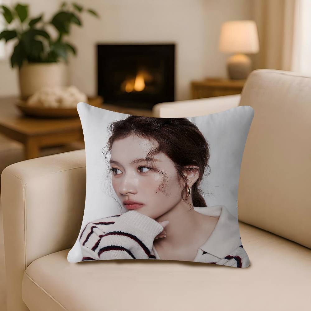 S-Sana TwiceS Pillow Covers Cartoon Sofa Decorative Home Double-sided Printing Short Plush Cute Cushion Cover