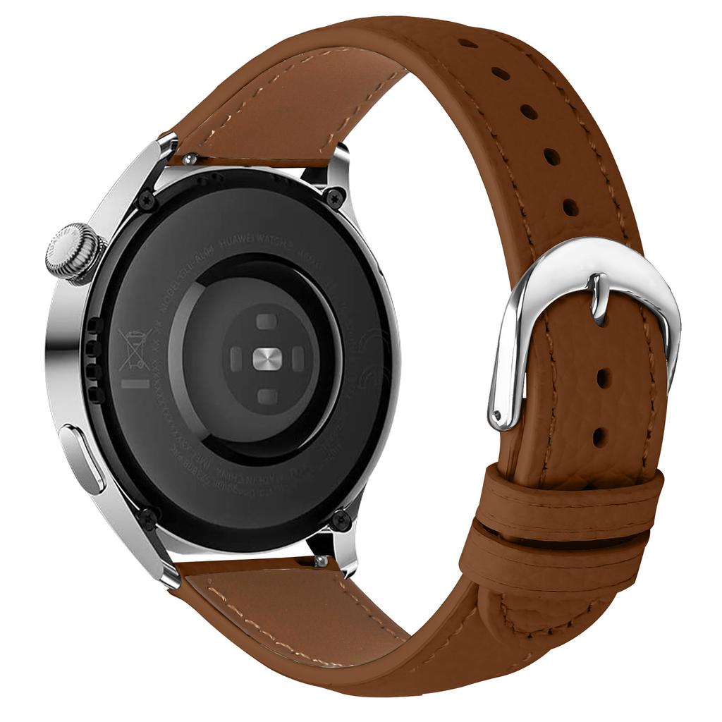 Replacement Strap for Samsung Galaxy Watch 46mm Litchi Texture PU Leather Watch Band with Metal Buckle