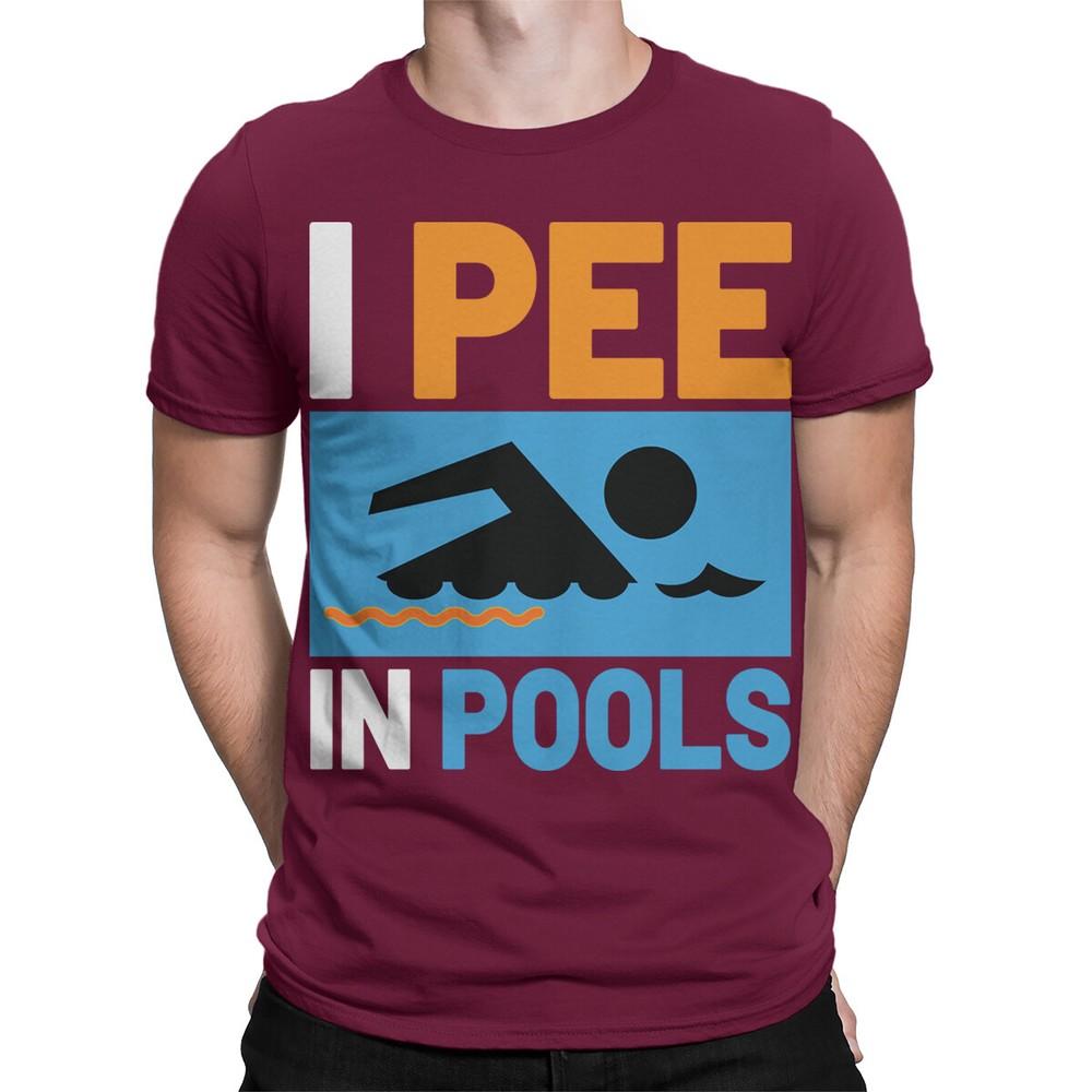 I Pee In Pools Mens T Shirt Funny Swimming Swimmer Lovers Quote Tee Top 2XL