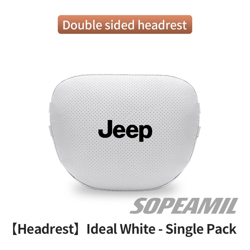 Car Suede Leather Headrest Seat Waist Cushion Pillow Jeep Patriot Commander Renegade Compass Grand Cherokee Wrangler Gladiator QW1