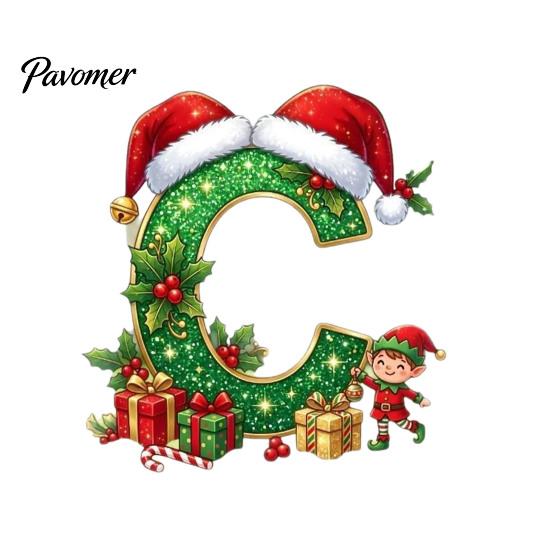 Holiday Tree Hanging Decor Personalized 26 Alphabet Christmas Ornament with Santa Hat Elf Design, Acrylic Cute Pendant for Mantel And Party