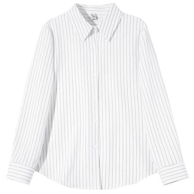 Gestreiftes Hemd Damen Designstil Frühling und Herbst Stil Junge Berufstätige Mutter Reifes Weißes Hemd