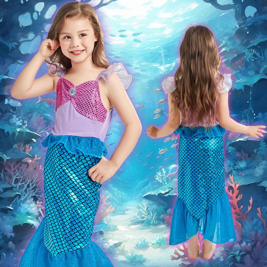 JIEAIRUI Princess Transformation Halloween Kids Christmas Gift Ariel-style Dress, Children's Mermaid-style Cosplay, Ariel-style Dress, Kids'