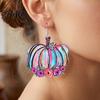 Decorative Leopard Print Earrings 1 Pair Fall Pumpkin Earrings, Acrylic Dangle Autumn Drop Statement Thanksgiving Halloween Jewelry for Women