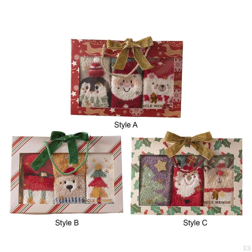 3 Pairs Christmas Fuzzy Socks Cosy Soft Thick for Women Girls Gifts Sleeping Xmas