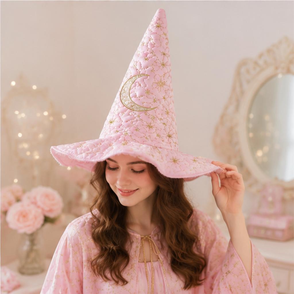 Women's Tall Pointed Witch Hat for Halloween Party Costume Accessory