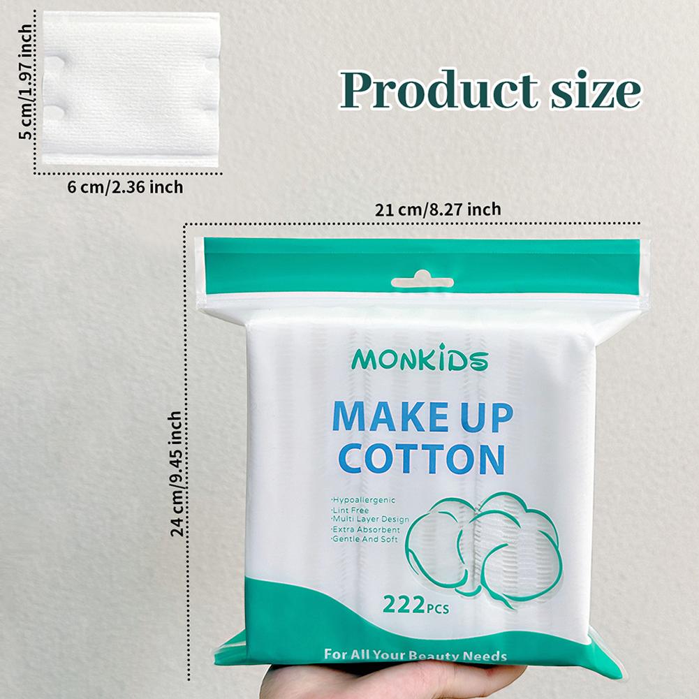Thick Three-Layer Makeup Cotton Pads 222 Pieces Double-Sided Double-Effect Removable Cosmetic Cotton Wool for Beauty Health