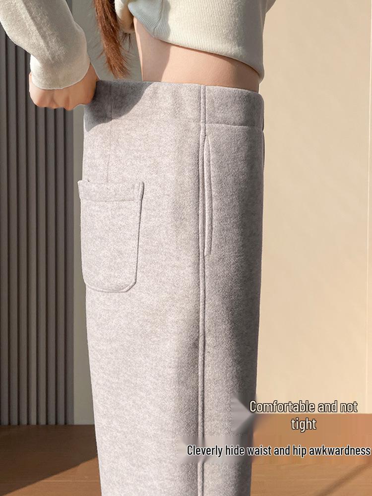 Pantaloni Harem Skinny da Donna a Vita Alta in Lana, con Velluto Interno, Ispessiti, Corti 8/9, Pantaloni Versatili per Completo Autunno/Inverno.
