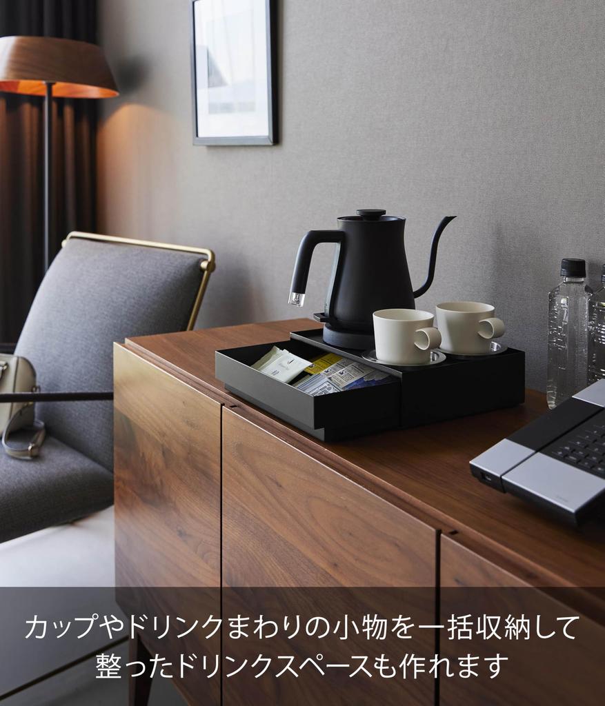 Yamazaki Amenity Drawer Storage with Tower Amenity Small Item Adjustable 10712 (Yamazaki Industries) Tray, Black, W27×D21×H7.2cm, Series, Case,