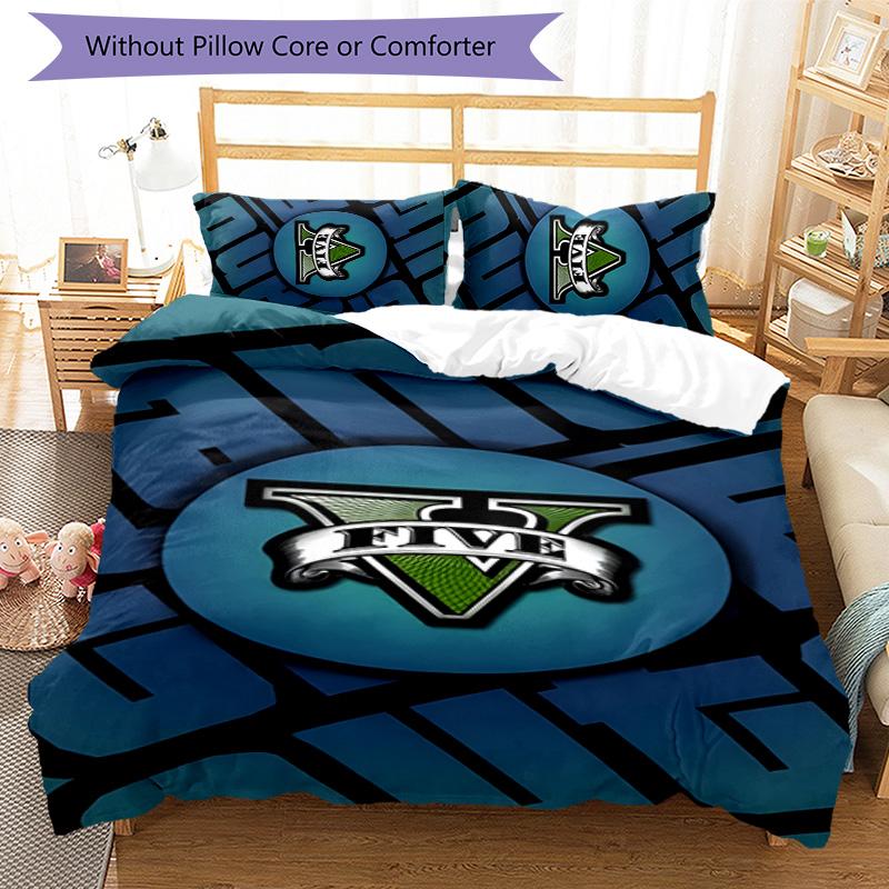 GTA 3pcs Bedding Set Duvet Cover Closure Includes 1 Duvet Cover & 2 Pillowcases for All Seasons Bedroom Home Dorm Decor