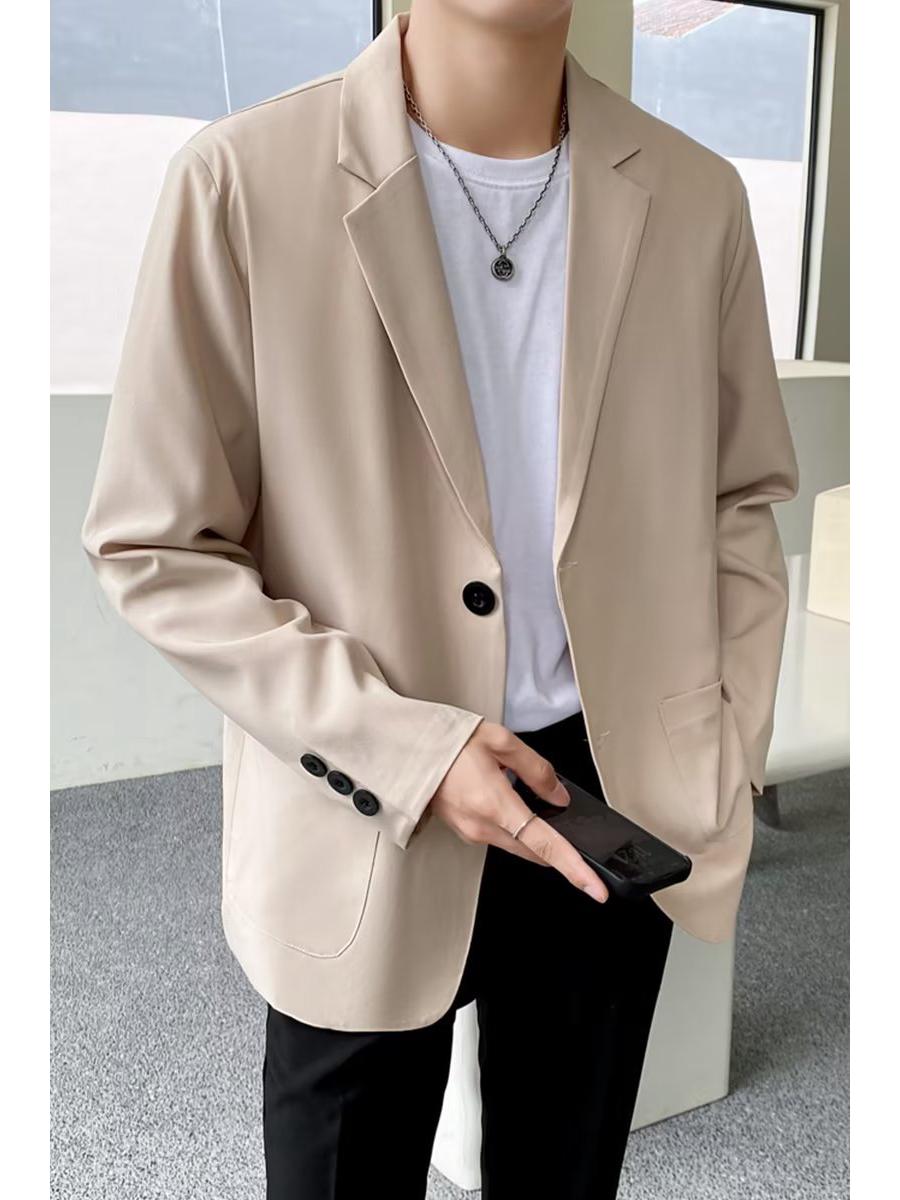 

Чоловічий легкий повсякденний діловий піджак весна/осінь 2024 року – молодіжний, текстурований корейський приталений XL хакі