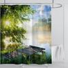 Modern 3D Printing Forest Refreshing Scenery Shower Curtain Waterproof Landscape Green Plant Mountain With Hooks Bathroom Decor