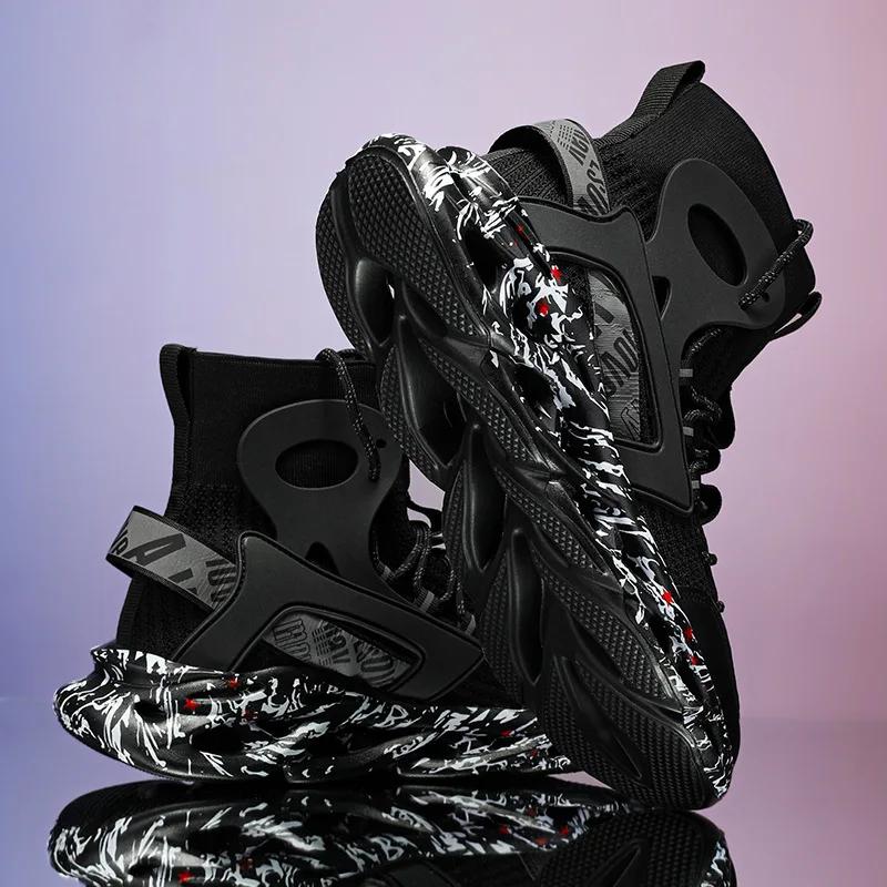 New Exquisite Men's Sneakers High Top Trend Versatile Casual Shoes Mesh Breathable Lightweight Sports Running Shoes