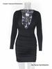 European Sexy Deep V Ruffled Bodycon Dress for Autumn/Winter