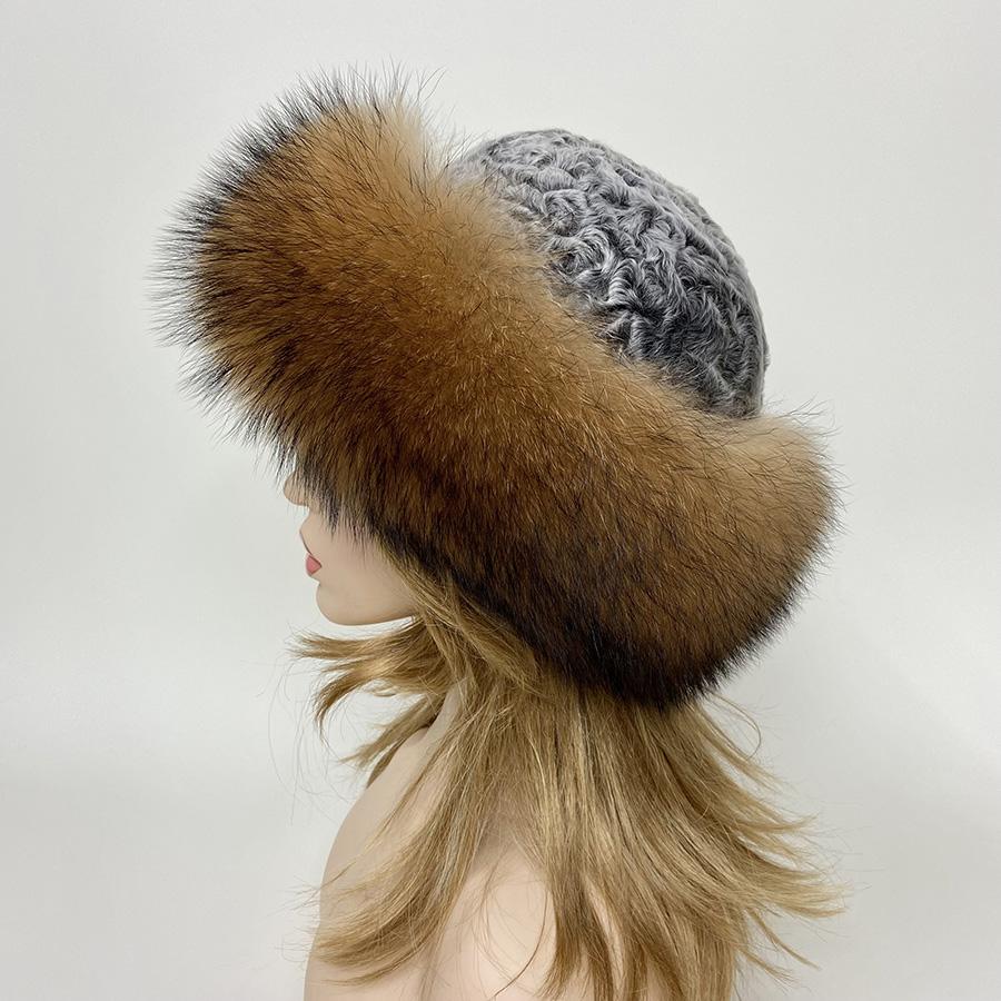 Fluffy Winter Fur Hats Women Warm Furry Outdoor Real Fur Fedora Caps Thick Bucket Snow Dome Hat