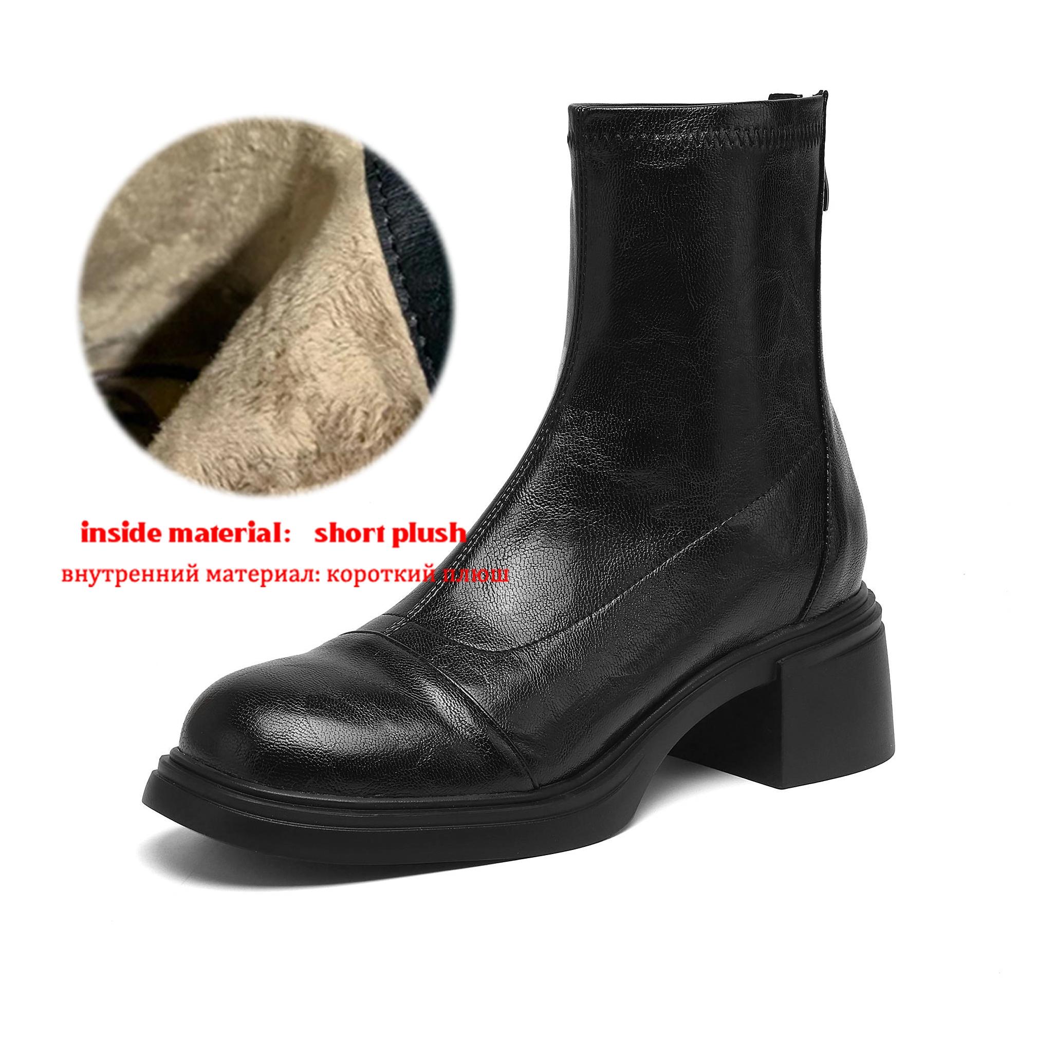 

Krazing Pot Microfiber Round Toe Chunky Heels Motorcycle Boots Size 42 Zip Women Pleated Decoration Platform Ankle Boots 42