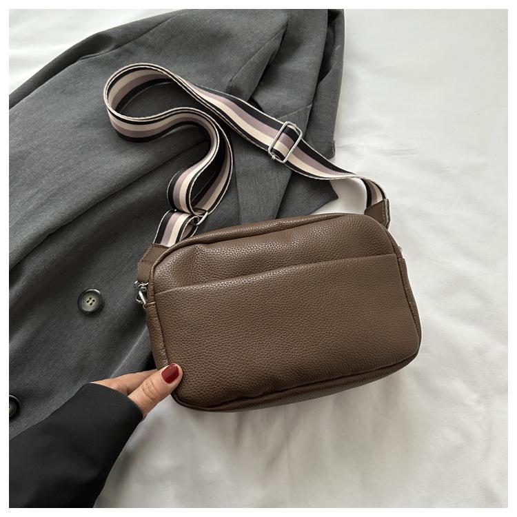 Nuova Borsa a Tracolla Multi-strato Donna Colore Unico Borsa a Spalla con Cinturino Largo in Pelle PU Vintage