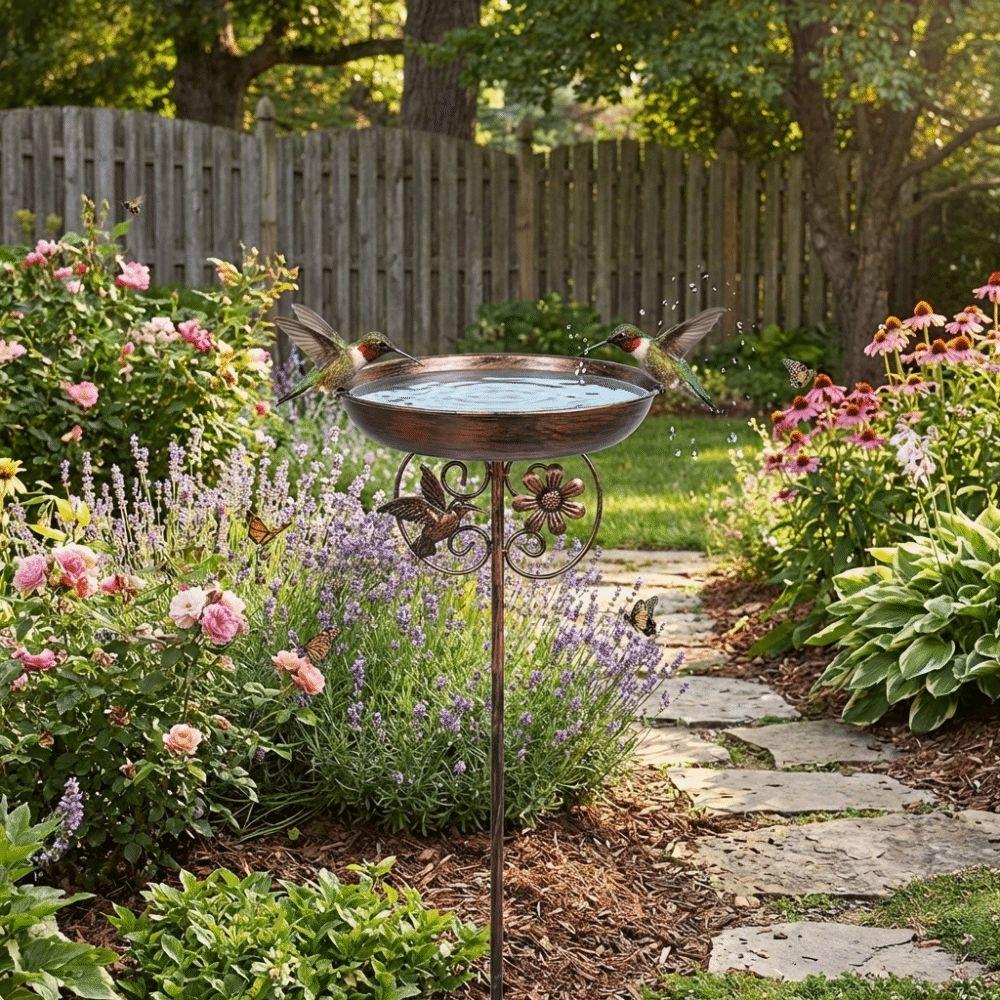 Five Prongs Base Metal Bird Feeder Heavy Duty Feeding Stations Garden Birdbath  Lawn