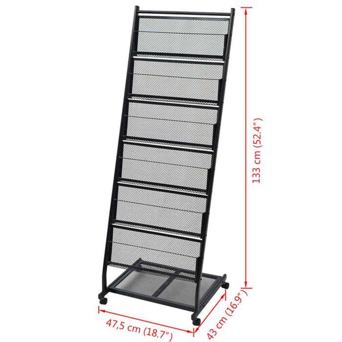 VidaXL Porte-revues 47,5 x 43 x 133 cm Noir A4