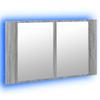 LED Mirror Cabinet Grey Sonoma 80x12x45 Cm Acrylic