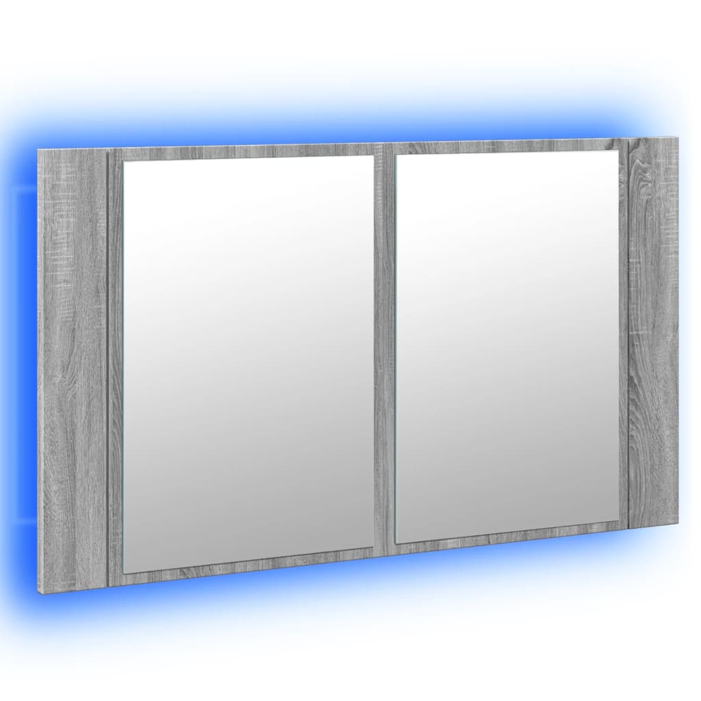 LED Mirror Cabinet Grey Sonoma 80x12x45 Cm Acrylic