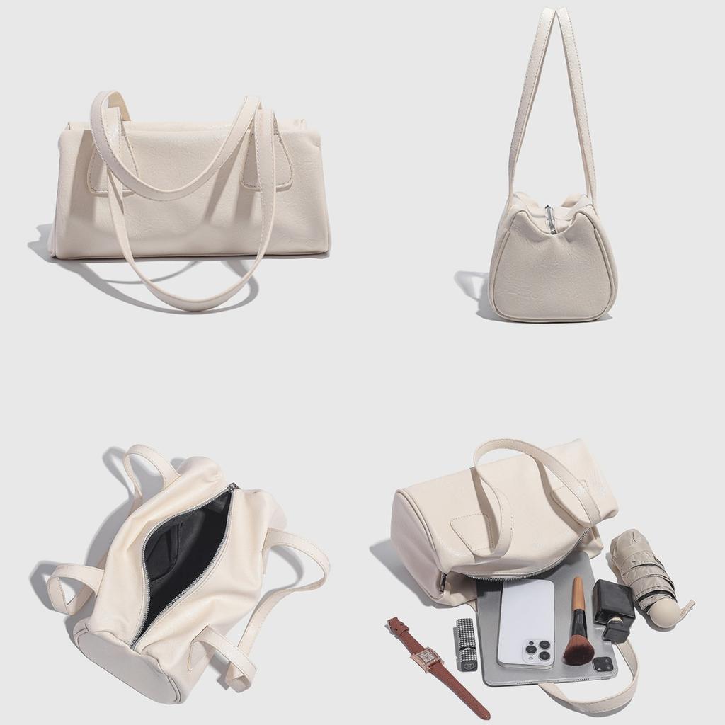 INS Simple Style Commuter Baguette Bag 2025 New Pink French Large Capacity Shoulder Bag Retro Pillow Bag for Women