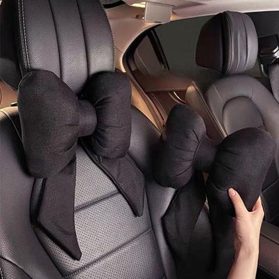Cute Bowknot Car Headrest Adjustable Universal Car Neck Pillow Anti-fatigue Neck Protection Pillow Car Interior Accessories