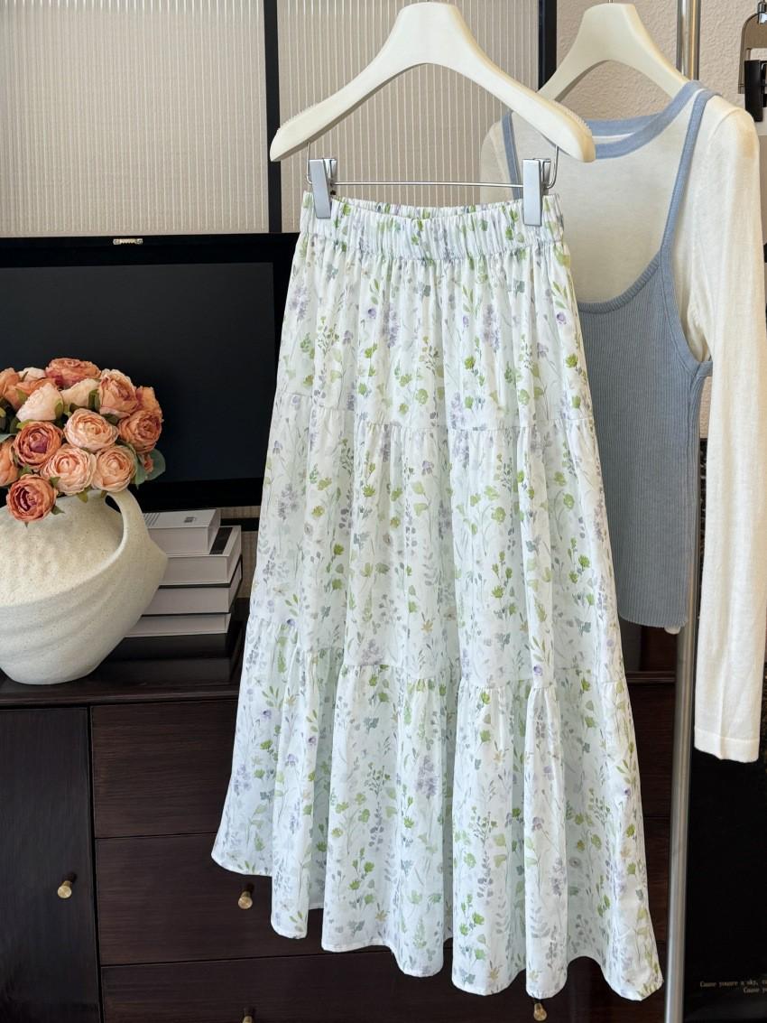 

Women s Floral A-line Umbrella Skirt - Spring 2026 New Style, Versatile Vacation Wear One Size зелений