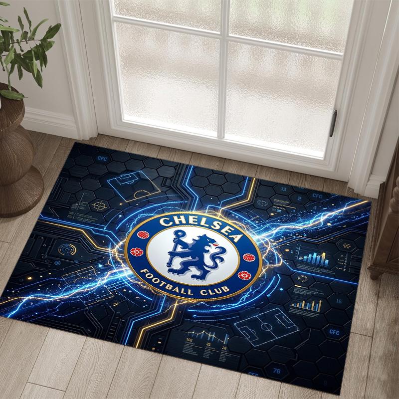 Tappeto in Velluto di Cristallo Design Chelsea FC Accogliente Non?Tappeto Stampato Antiscivolo per Camera da Letto Soggiorno Ingresso