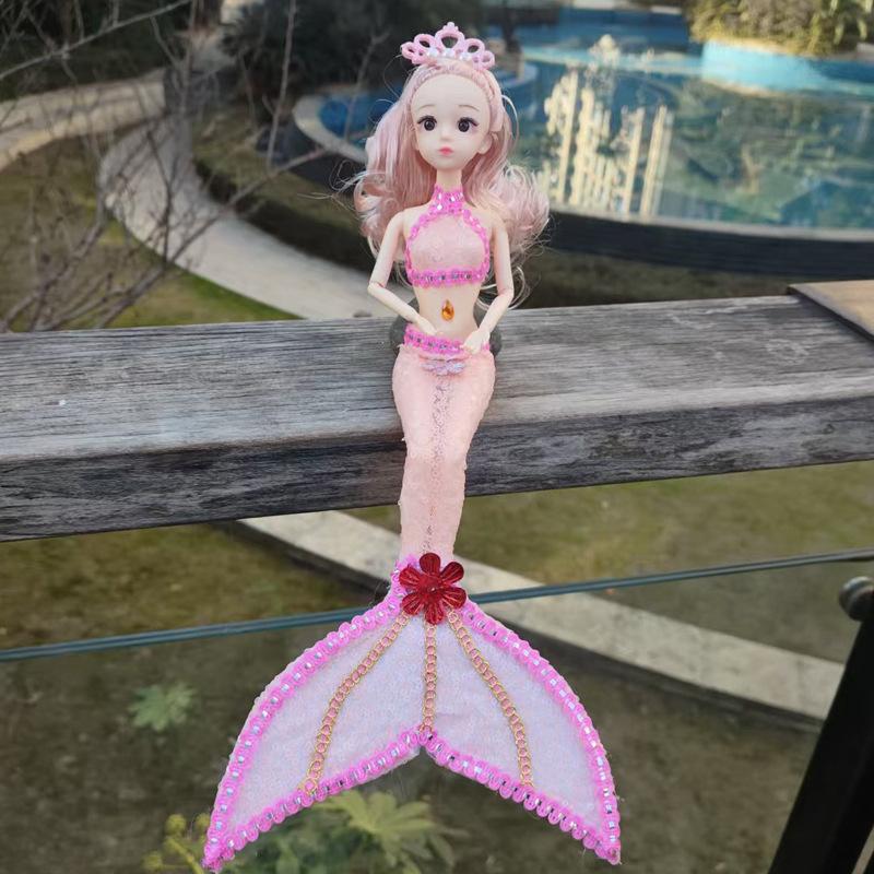 

45cm Colourful Hair White Skin Mermaid Princess Doll Joints Movable Girl Play House Toys 1/4 BJD Dolls Exquisite Sequin Fishtail