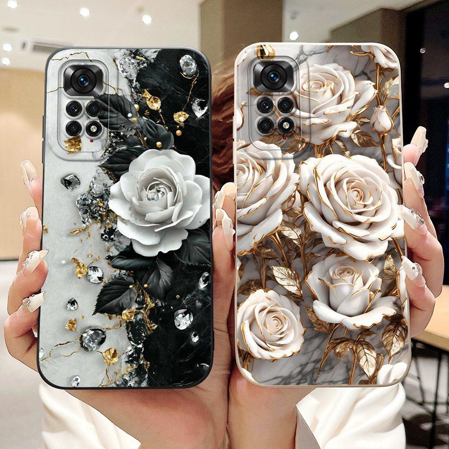 Case For Xiaomi Redmi Note 11 11s 11 Pro Pro+ 4G 5G Phone Case Note 11T Soft Silicone Funda Women Fashion Flower Printed Cover