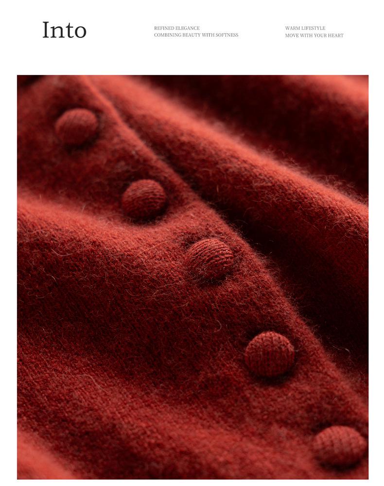Women's 100% Pure Cashmere Cardigan - Round Neck, Long Sleeve Knit Sweater for Autumn Winter