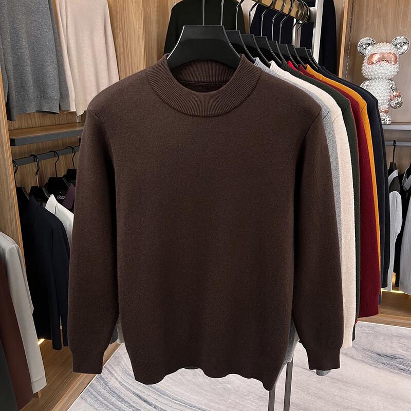 Yiliteng Men's Fleece Lined Crew Neck Sweater