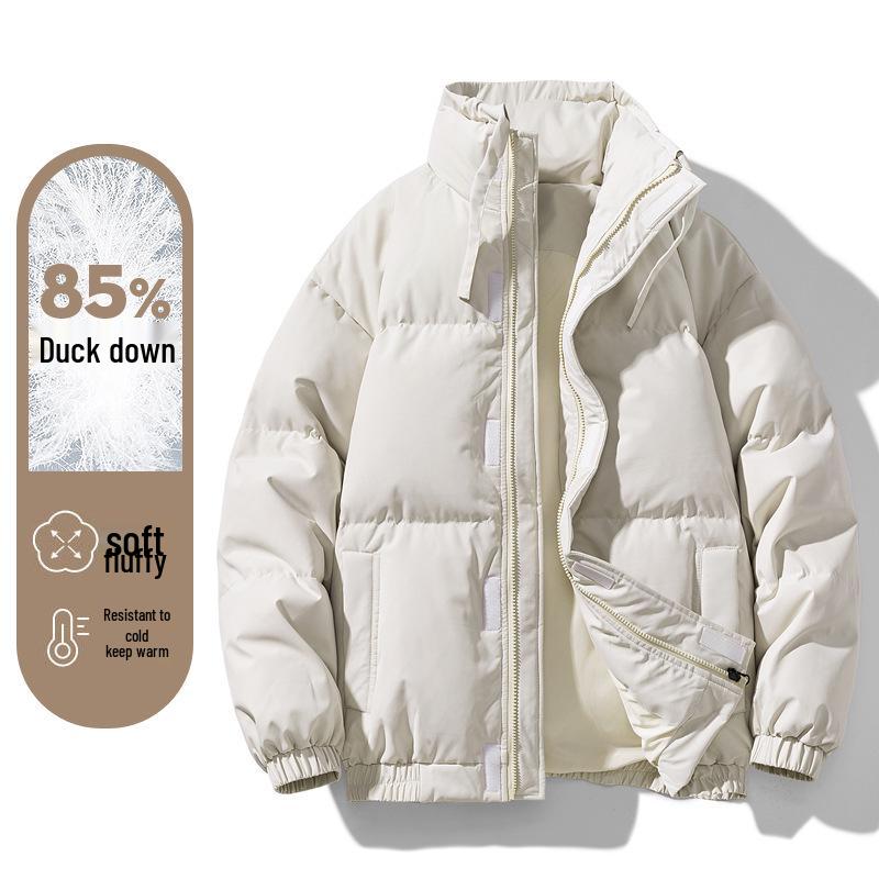 

Men s Thickened White Duck Down Winter Jacket with Stand Collar L