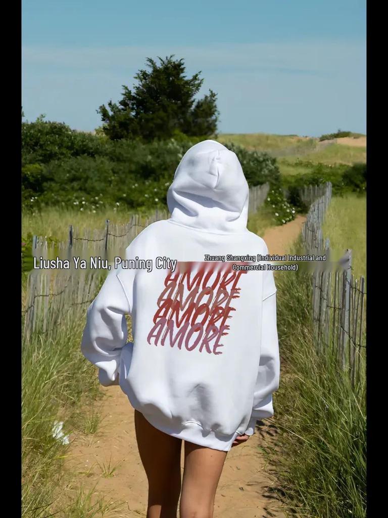 Stylish Versatile Streetwear: Comfortably Warm Hooded Pullover Sweatshirt Top