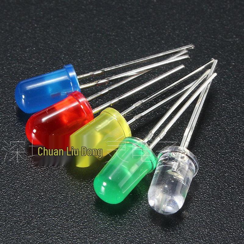 3mm & 5mm Multicolor LED Diode Pack: Red, Green, Yellow, Blue, White - Straight Plug Lamp Beads Components.